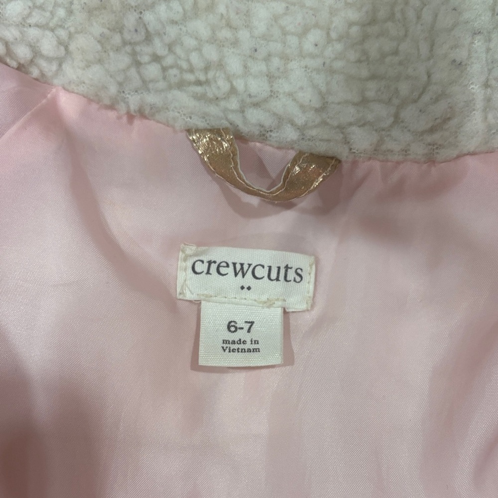 Crewcuts Light Pink Jacket with Cream Sherpa Trim